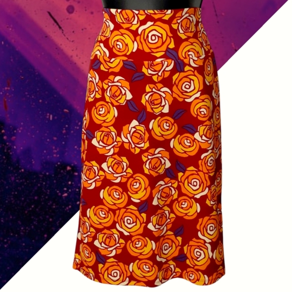 LuLaRoe Dresses & Skirts - New LULAROE 'Cassie' Bold Floral Roses Print Stretch Pencil Midi Skirt